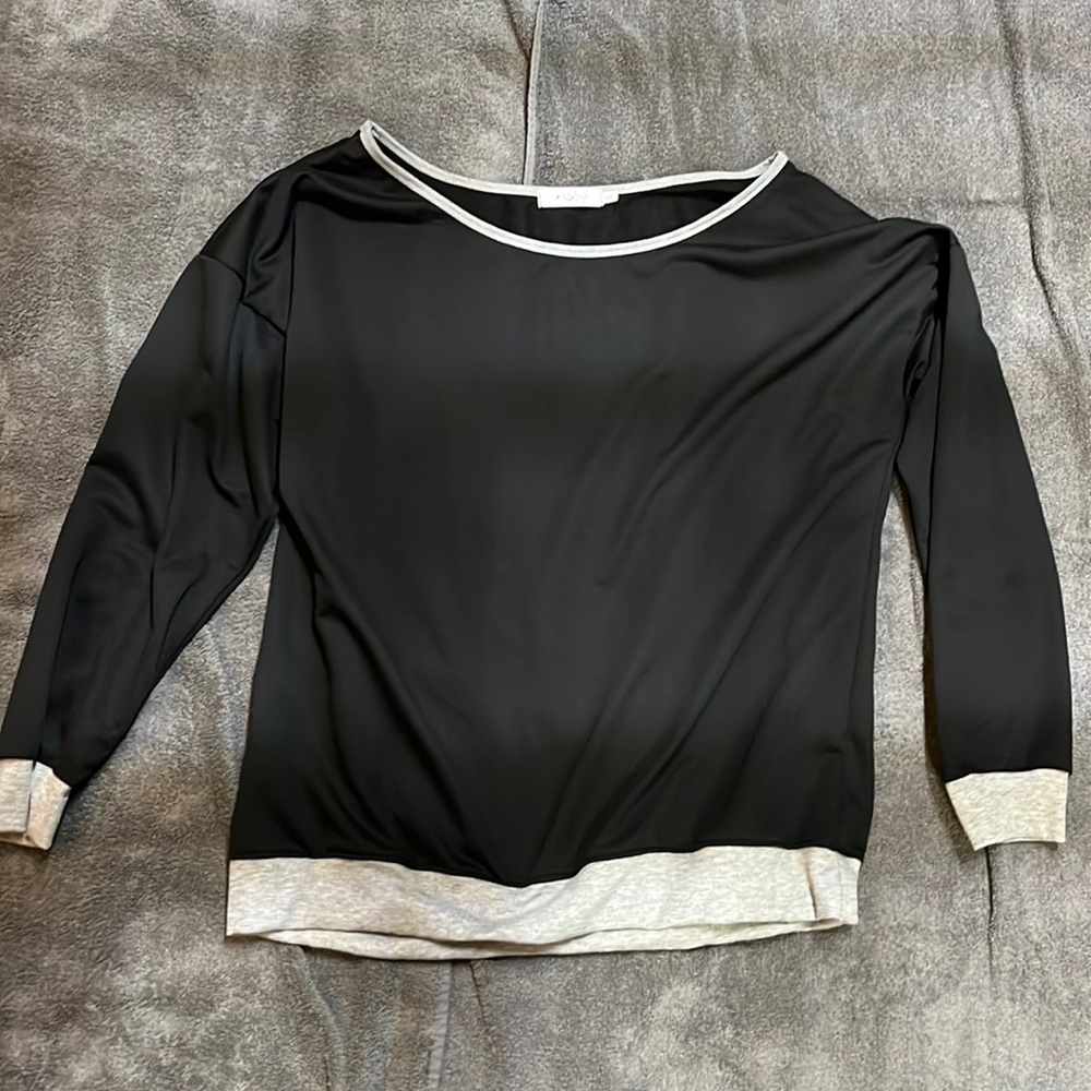 Black and gray off the shoulder top